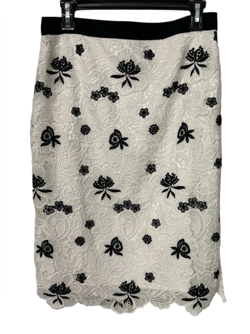 White House Black Market Floral Lace Midi Lined Pencil Skirt Size 10